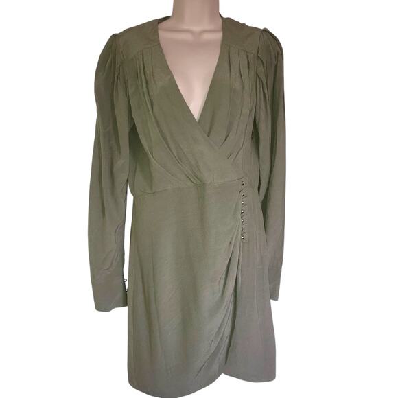 NWT Jonathan Simkhai Olivine Leilani  Faux Wrap Long-sleeve Mini Dress -sz 8 - Picture 6 of 10